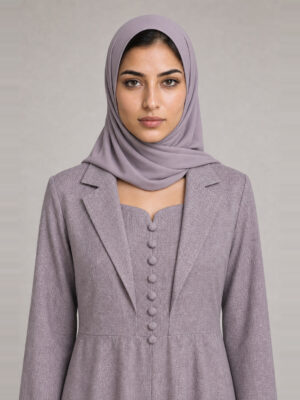 Hafsa Linen Coat Dress — neckline and bodice Hafsa Linen Coat Dress, neckline and bodice.