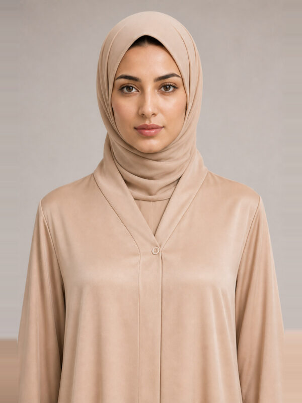 Maryam Satin Abaya — neckline and bodice Maryam Satin Abaya, neckline and bodice.