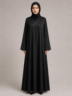 Muneera Satin Abaya — front Muneera Satin Abaya, front.