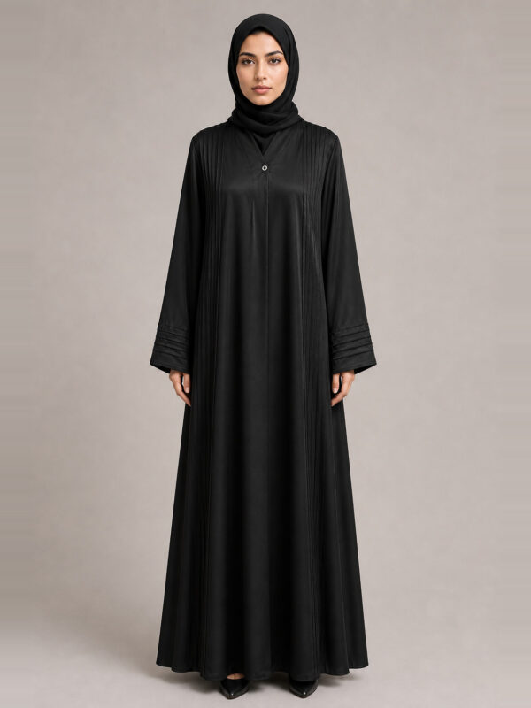 Muneera Satin Abaya, front.