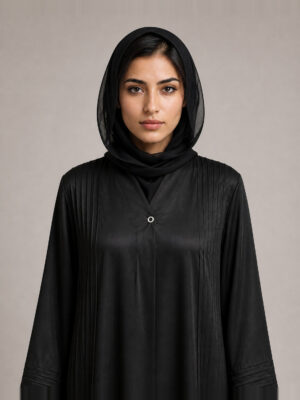 Muneera Satin Abaya — neckline and bodice Muneera Satin Abaya, neckline and bodice.