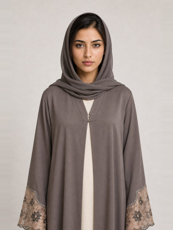 Nasreen Lace Abaya, neckline and bodice.