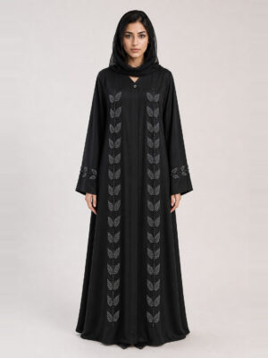 Raihana Crepe Abaya — front Raihana Crepe Abaya, front.