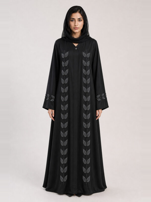 Raihana Crepe Abaya, front.
