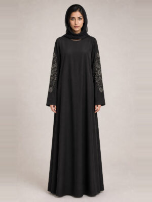 Shazna Crepe Abaya — front Shazna Crepe Abaya, front.