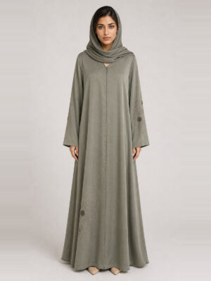 Yasmeen Crepe Abaya — front Yasmeen Crepe Abaya, front.